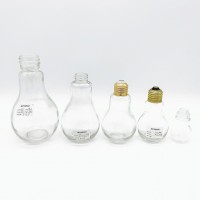 Wholesale Candy Container Light Bulb shape glass bottle with Golden Lid juice jar