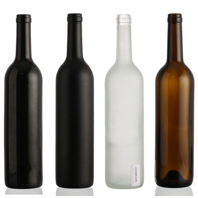 High quality tall round empty 750ml wine glass bottles botella de vidrio con corcho