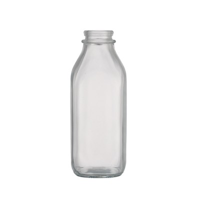 Factory French square shape  1000ml 32oz Glass milk bottle with lids